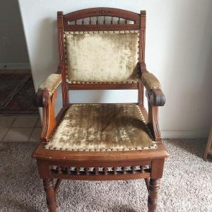 Photo of WOODEN UPHOLSTERED ARMCHAIR