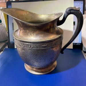 Photo of Vintage/Antique Silver Plate Water Pitcher Hammered for Decor Only as Pictured.