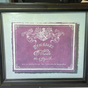 Photo of Vintage/Antique 2-Sided Glass Frame 9" x 10.5" French Merlot Label Litho in Good