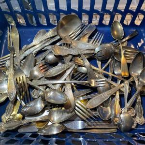 Photo of Vintage Assortment of Silver-Plated Flatware Receive all that is Pictured.