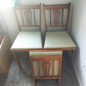 Photo of THREE VINTAGE WOODEN FOLDING CHAIRS