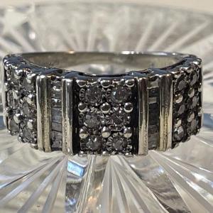Photo of Vintage Sterling Silver Commercial Grade Diamond Band Ring 1/2 Carat TW Full Siz
