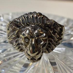 Photo of Vintage His or Hers Sterling Silver Lions Ring Size 10-1/2 in Good Preowned Cond
