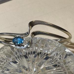 Photo of Vintage Sterling Silver Blue Stone Standard Size Cuff Bracelet in Good Preowned 