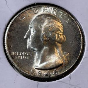 Photo of 1946-S MS65/66 CONDITION WASHINGTON SILVER QUARTER AS PICTURED.