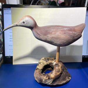 Photo of Vintage Hand Carved & Painted VIRGINIA Shore Bird Decoy 8" Tall x 8.75" Wide in 
