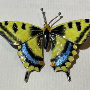 Photo of Vintage/Antique Sterling Silver Enameled Butterfly Pin 2.25" Wide in VG Preowned