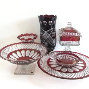 Photo of LOT 16G: Vintage Ruby Glass Accent Decorative Pieces - Westmoreland Glass Co & M