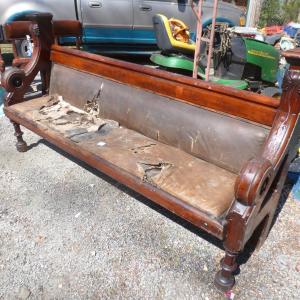 Photo of Antique Victorian Railway Station Bench- Approx 81" Long, 42" Tall
