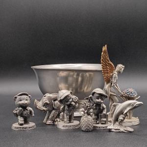 Photo of LOT 85Z: Miniature Pewter Figurines with Pewter Bowl
