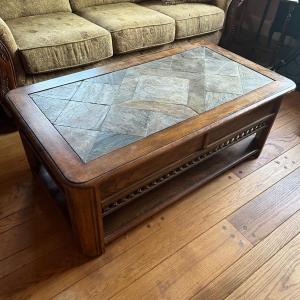 Photo of LOT 133W: Tile & Wood Lift Top Coffee Table