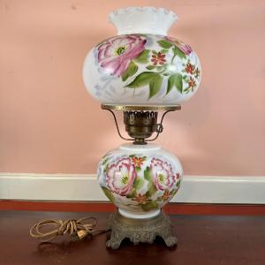Photo of LOT 65D: Hand Painted Hurricane Lamp