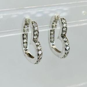 Photo of LOT 136: Sterling Silver (925) Channel Set Diamond Heart Shaped Earrings