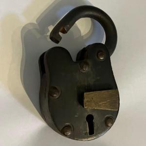 Photo of Vintage Antique Old Padlock Heavy Cast Iron Brass Lock