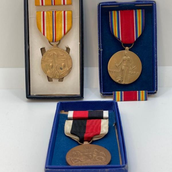 Photo of LOT 178: Three Military Service Medals with Ribbon Bars - 1941 - 1944 and More