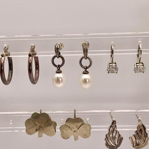 Photo of LOT:170: Silver 925 Earring Lot Incuding a Pair of Cultured Pearls and More