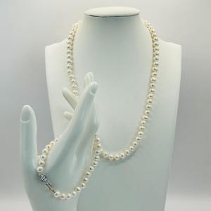 Photo of LOT 152: Cultured Pearls Necklace - 18" w/Matching Bracelet - 7.5"