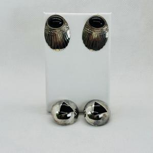 Photo of LOT 139: Vintage Sterling Silver/Black Onyx Earrings - Tw25.6g