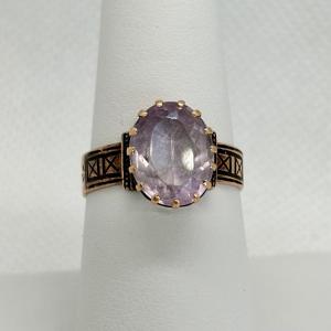 Photo of LOT Vintage Amethyst 10K Rose Gold Ring, Tw 2.6g, sz 7