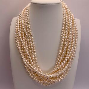Photo of LOT:173: Mulitstands Freshwater Pearls with 925 Silver Clasp 18" Long