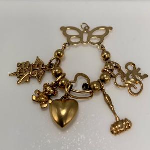 Photo of LOT:47: 14k Gold Butterfly Charm Holder with Charms - 4.2g