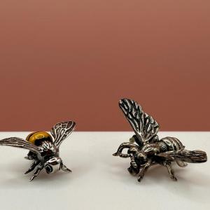 Photo of LOT 69: Taxco Mexico Vintage Sterling Silver Bumble Bee Broach & Silver Enamel H