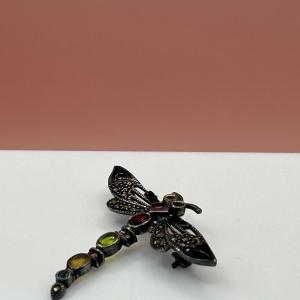 Photo of LOT 71: Vintage Sterling Silver Marcaste Dragonfly w Amethyst, Garnet, Peridot, 