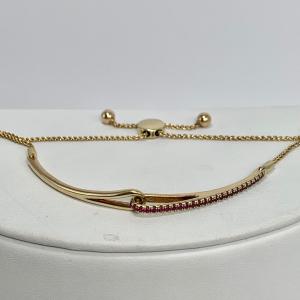 Photo of LOT:48: 10k Gold and Ruby Slide Chain Bracelet 5.8gtw