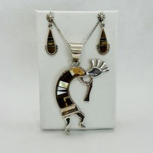 Photo of LOT 72: Signed TSF Kokopelli Large Pendant Sterling Silver Pendant on 36" Chain 