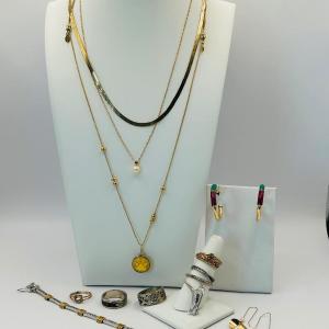 Photo of LOT 8: Gold Tone Fashion Jewlery - Necklaces, Rings, Earrings & Bracelets