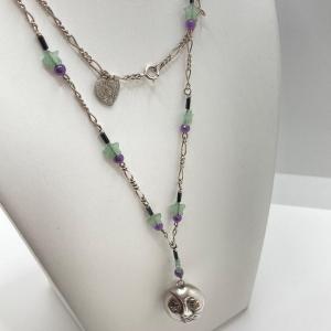 Photo of LOT 100: Signed Lucy Isaacs' Sun and Moon 925 Necklace with Amethyst, Adventurin