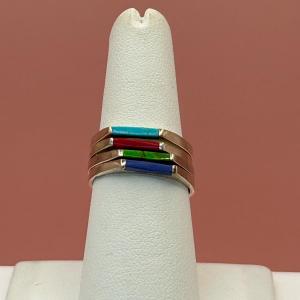 Photo of LOT 67: 4 Stackable Sterling Silver Rings with Colored Gemstones Size 8