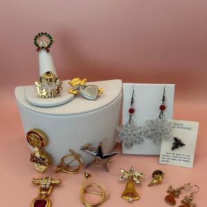 Photo of LOT 56: Holiday Pin Collection & Snowflake Earrings