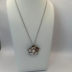 Photo of LOT 4: Mother of Pearl w Cultured Pearl Center Enhancer Pendant/Brooch On Sterli