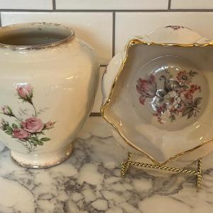 Photo of Decorative Porcelain Vase and Bowl