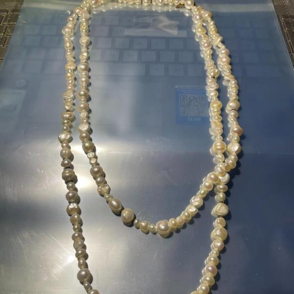 Photo of 58" Coldwater Creek Freshwater Pearl Bright White Necklace w/Sterling Silver Cla