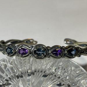 Photo of New Never Used CAROLYN POLLACK 925 Sterling Silver Amethyst Color & Blue Stone S