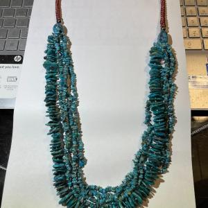 Photo of New Never Used 5-Strand Southwest Style Turquoise Bead 32" Necklace Preowned fro