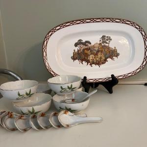 Photo of Discontinued Lenox Mosaico d'Italia Collection Tray/Platter + Spoons, Bowls