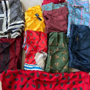 Photo of Lot of 9 Designer Silk Men's Pocket Squares - Polo Ralph Lauren, Ashear