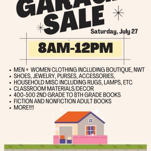 Photo of Garage Sale 07/27 8 to 12 pm