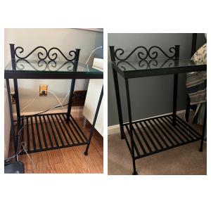 Photo of 2 Wrought Iron Glass Bedside End Tables