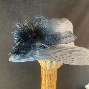Photo of Gray Wide Brim Hat with Feather Bow