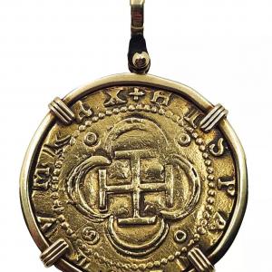 Photo of 1500's Shipwreck Spanish Treasure Coin, Pirate Era 22K Gold 4 Escudo "Doubloon" 