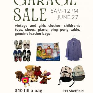 Photo of garage sale july 27 (8am-12pm)