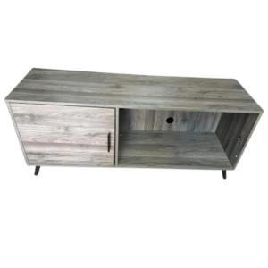 Photo of Walker Edison French Oak Gray Entertainment Center with Wood Legs, Single Cabine
