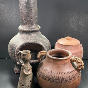 Photo of LOT 178: Miniature Chiminea and Assorted Pottery Pieces
