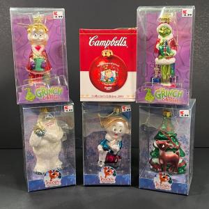 Photo of LOT 171: Christmas Ornaments - Grinch, Rudolph, Campbell's