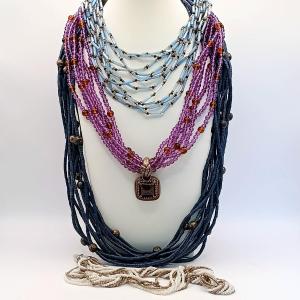 Photo of LOT 315: Monet Amethyst-Tone Multi-Strand Necklace, Blue Multi-Strand Beaded Nec