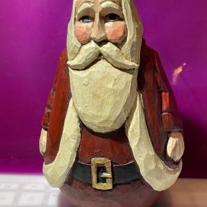 Photo of Vintage Folk Art Carved Wooden Santa 5.75" Tall in Good Preowned Condition.